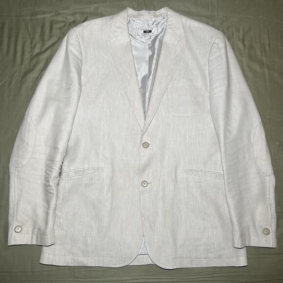 Joseph Abboud Mens Size XL Blazer Sport Coat Linen Blend Elbow Patches **READ**